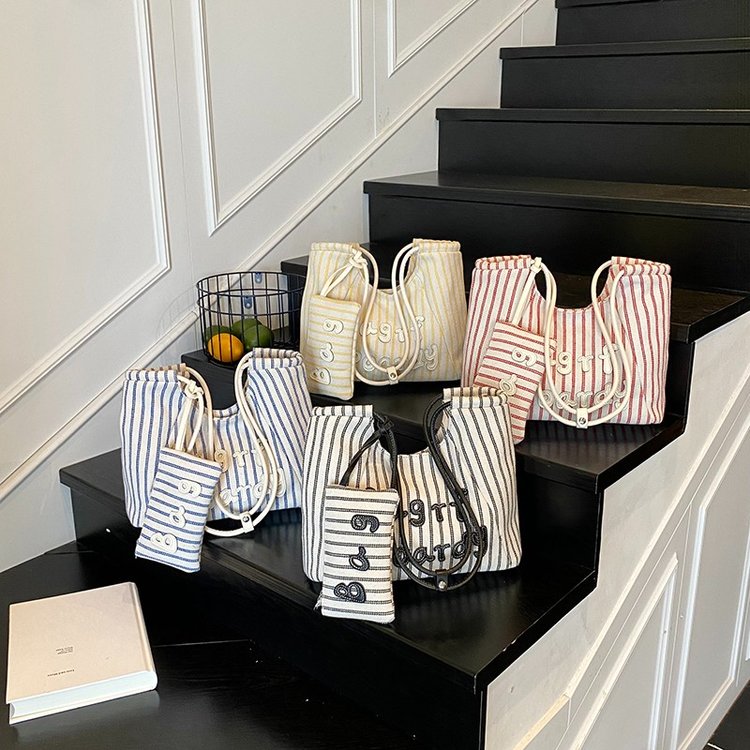 Women's PU Leather Striped Soft Tote Bag view 2