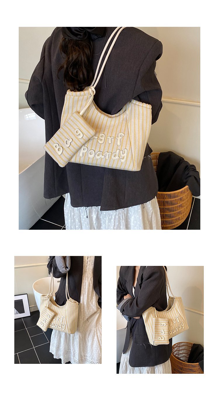 Women's PU Leather Striped Soft Tote Bag detail 10