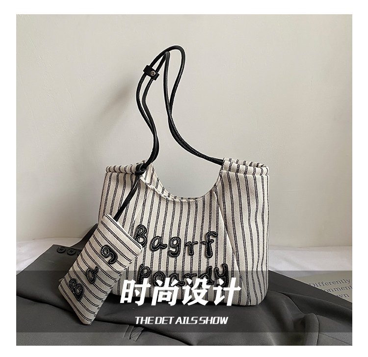 Women's PU Leather Striped Soft Tote Bag detail 12