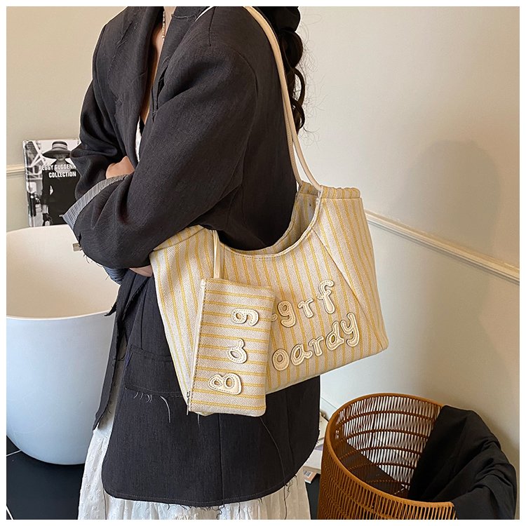 Women's PU Leather Striped Soft Tote Bag detail 14