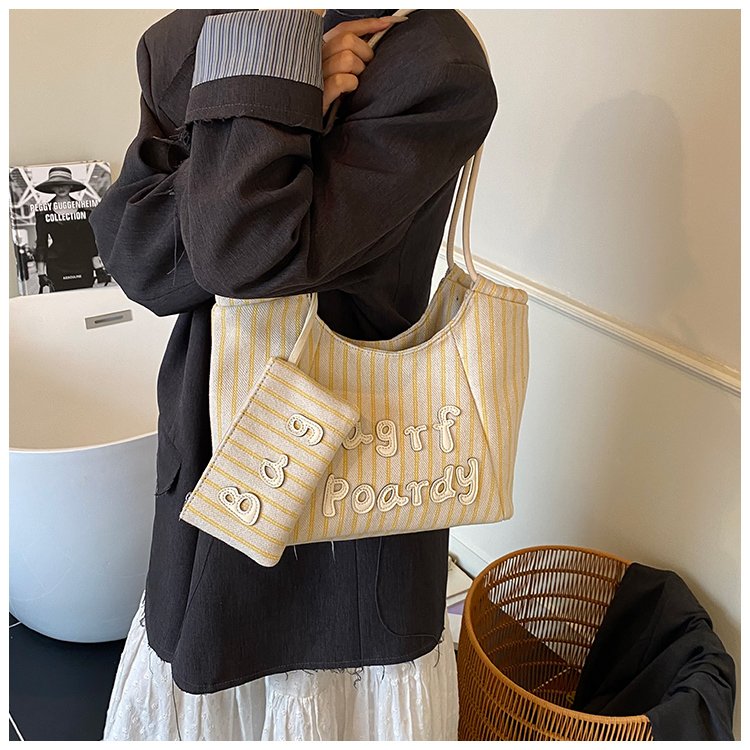 Women's PU Leather Striped Soft Tote Bag detail 19