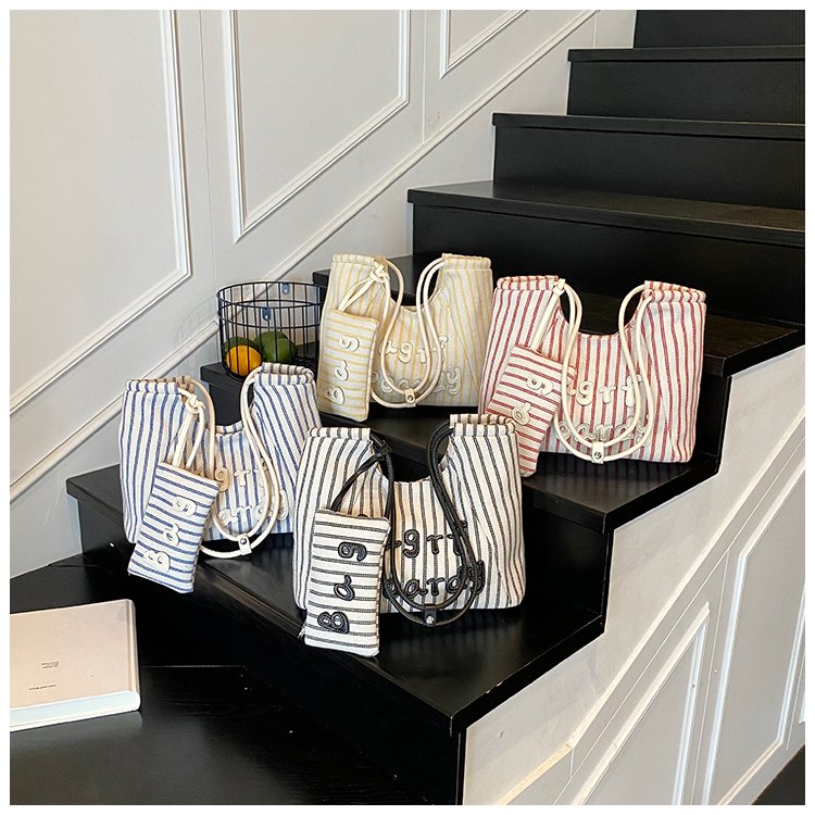Women's PU Leather Striped Soft Tote Bag detail 2