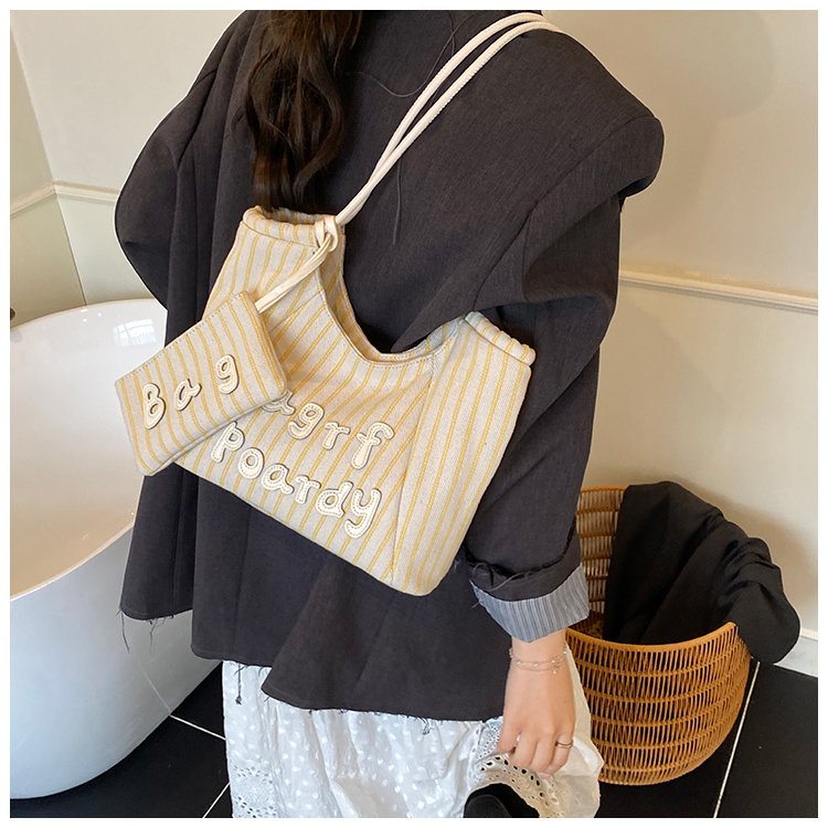 Women's PU Leather Striped Soft Tote Bag detail 33