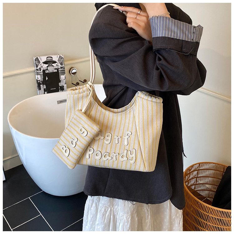 Women's PU Leather Striped Soft Tote Bag detail 36