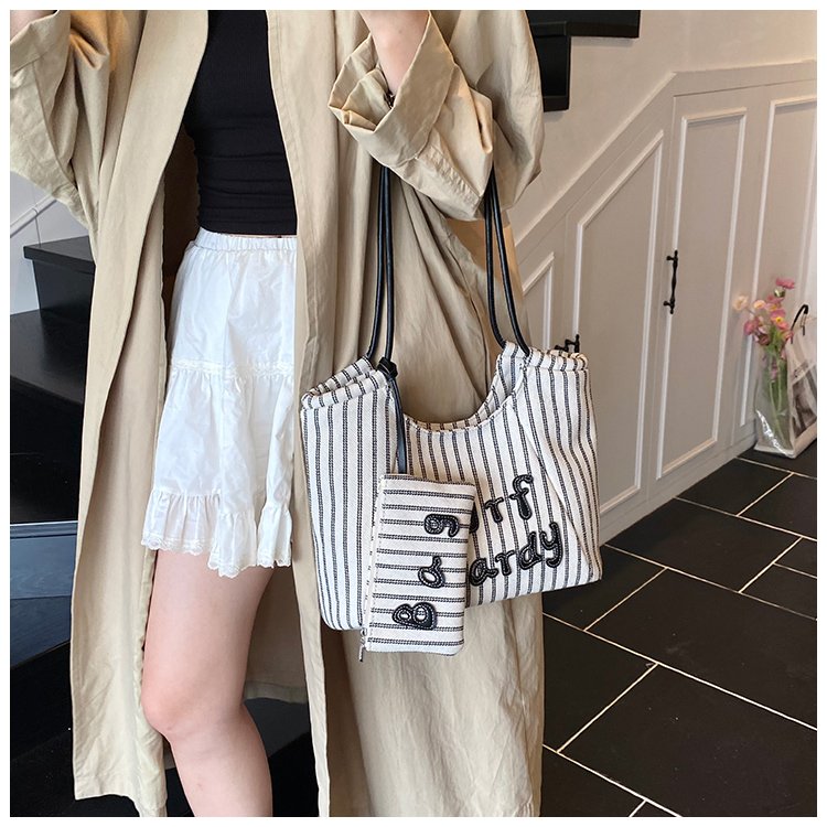 Women's PU Leather Striped Soft Tote Bag detail 39