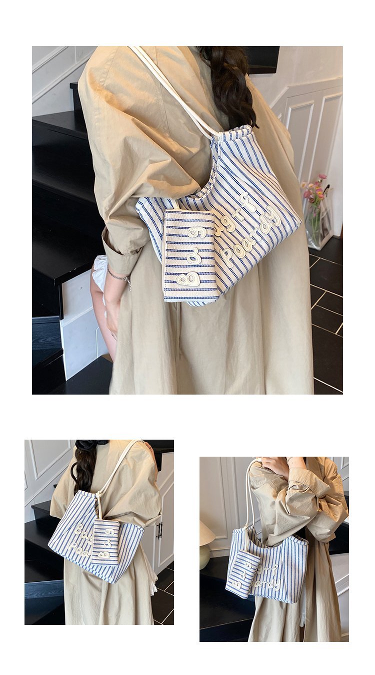 Women's PU Leather Striped Soft Tote Bag detail 5
