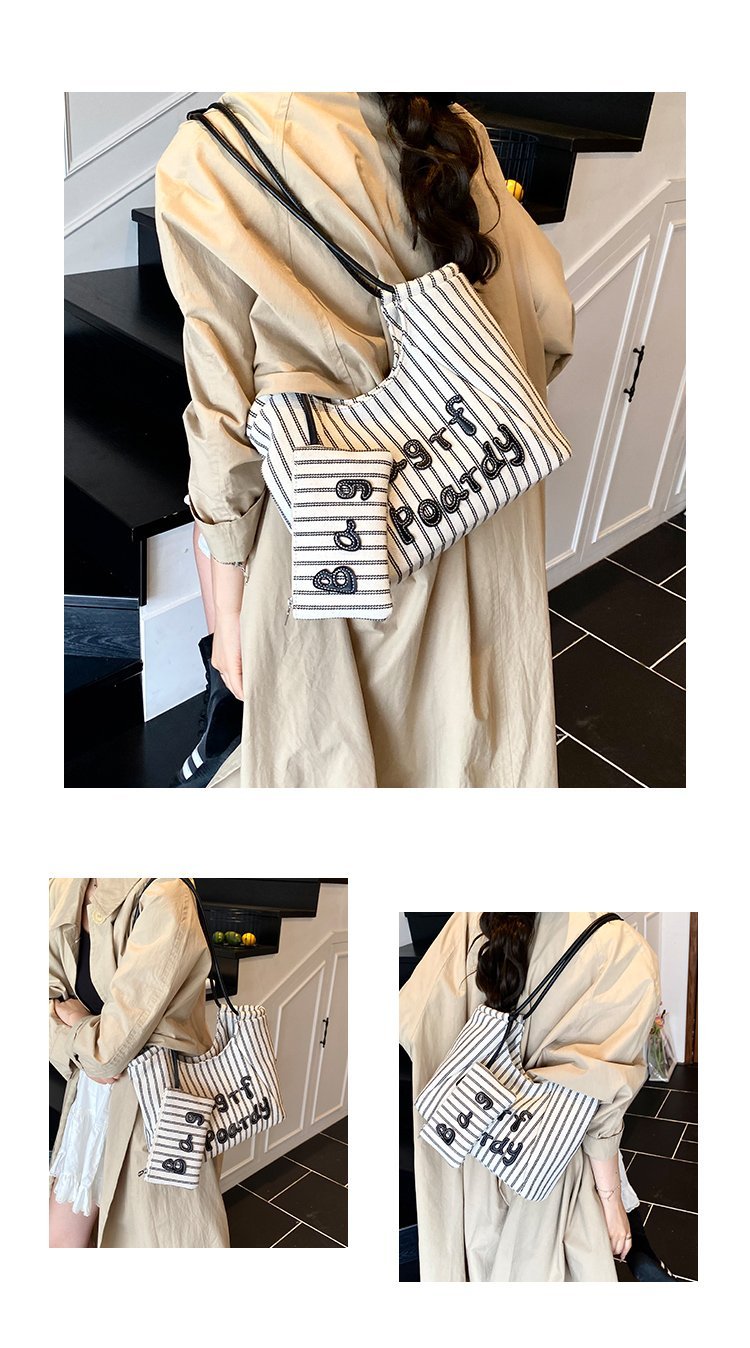 Women's PU Leather Striped Soft Tote Bag detail 7