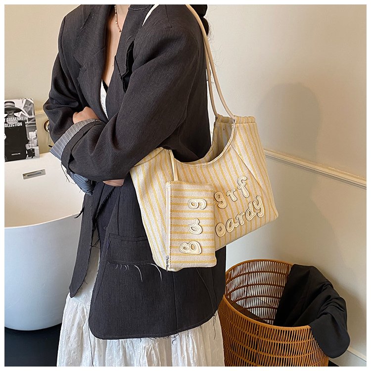 Women's PU Leather Striped Soft Tote Bag detail 15
