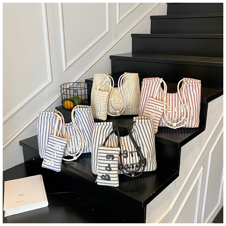 Women's PU Leather Striped Soft Tote Bag detail 1