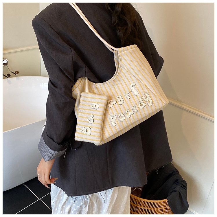 Women's PU Leather Striped Soft Tote Bag detail 20