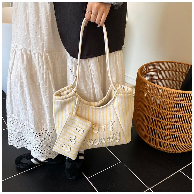 Women's PU Leather Striped Soft Tote Bag detail 24