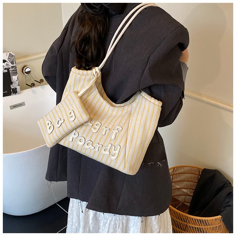 Women's PU Leather Striped Soft Tote Bag detail 30