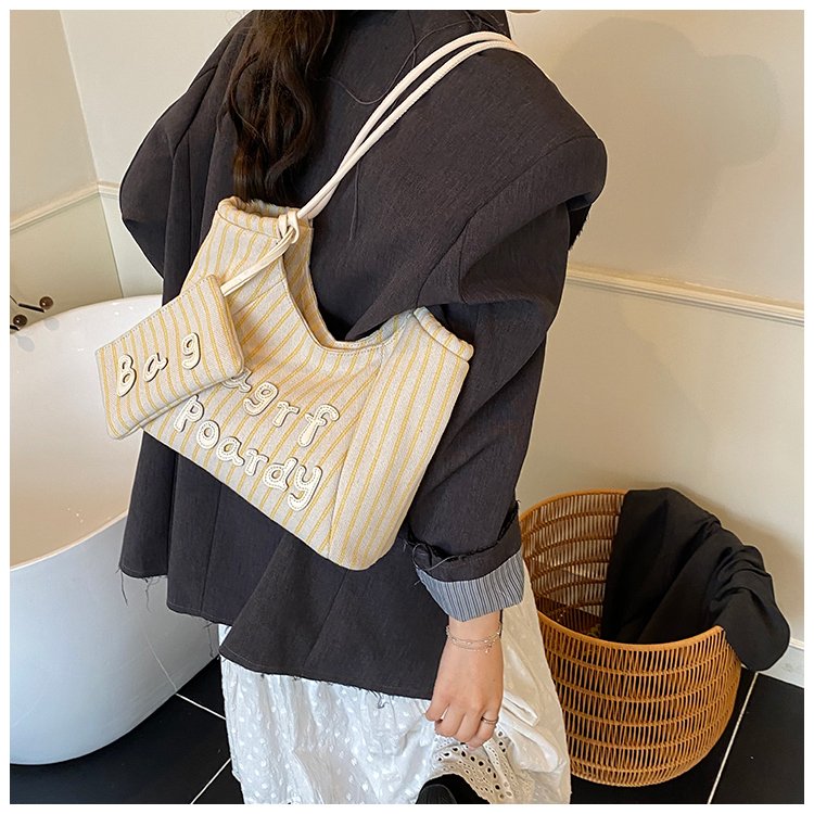 Women's PU Leather Striped Soft Tote Bag detail 32