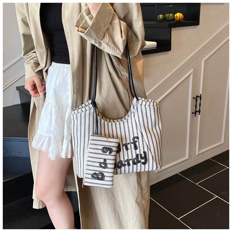 Women's PU Leather Striped Soft Tote Bag detail 38