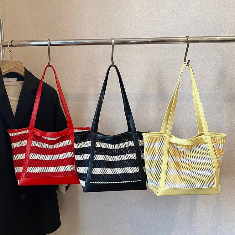 Women's PU Leather Striped Tote Bag view 2