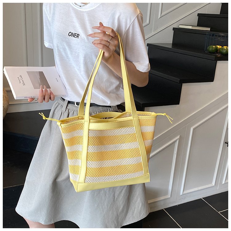 Women's PU Leather Striped Tote Bag detail 12