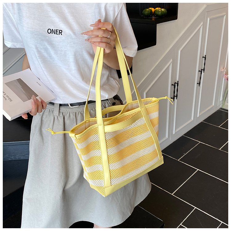 Women's PU Leather Striped Tote Bag detail 13