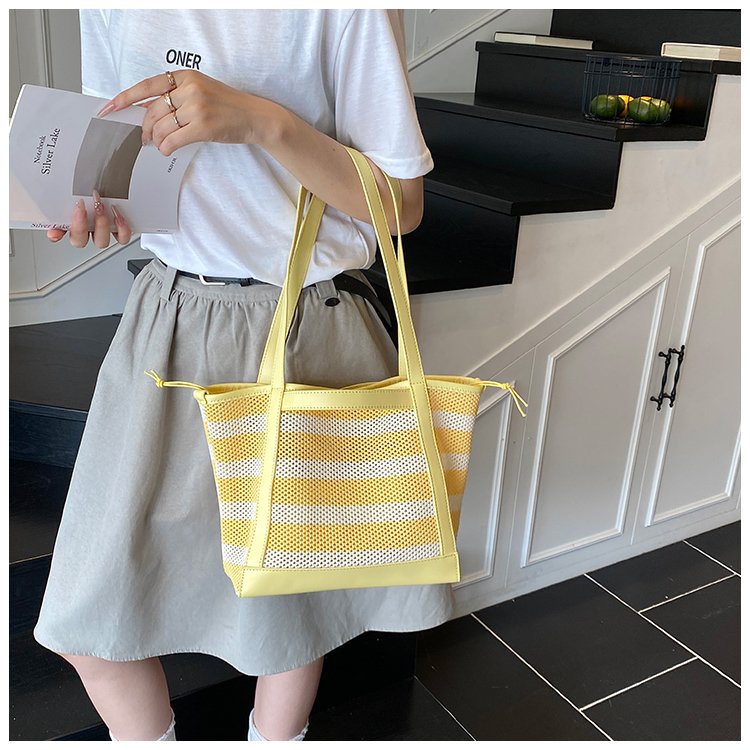 Women's PU Leather Striped Tote Bag detail 14