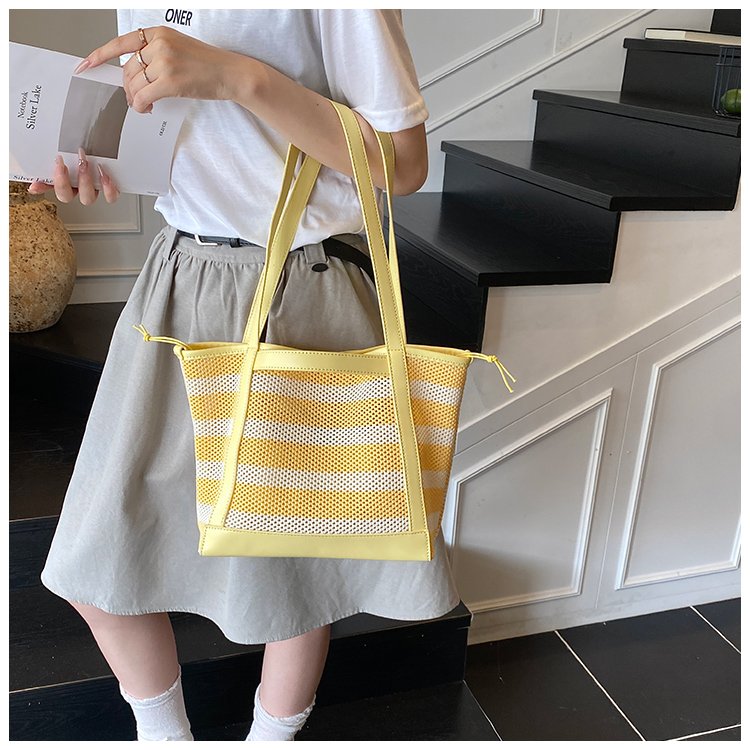 Women's PU Leather Striped Tote Bag detail 15