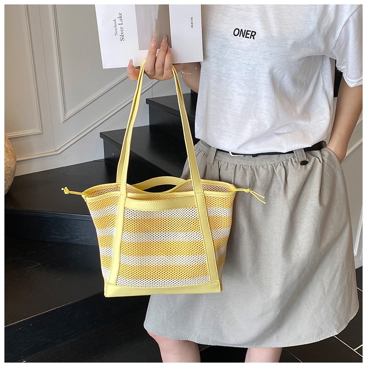 Women's PU Leather Striped Tote Bag detail 16