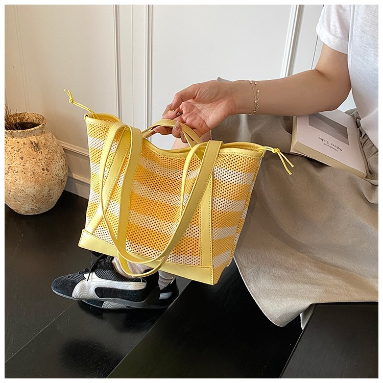 Women's PU Leather Striped Tote Bag detail 25