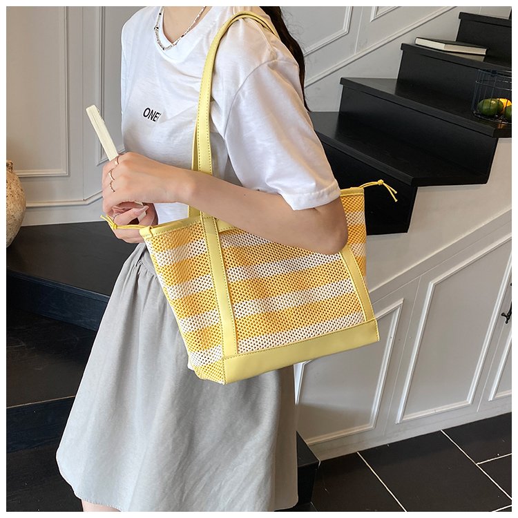 Women's PU Leather Striped Tote Bag detail 27
