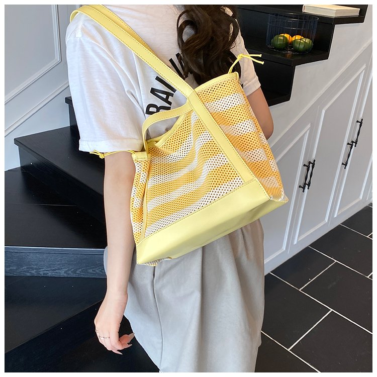 Women's PU Leather Striped Tote Bag detail 30