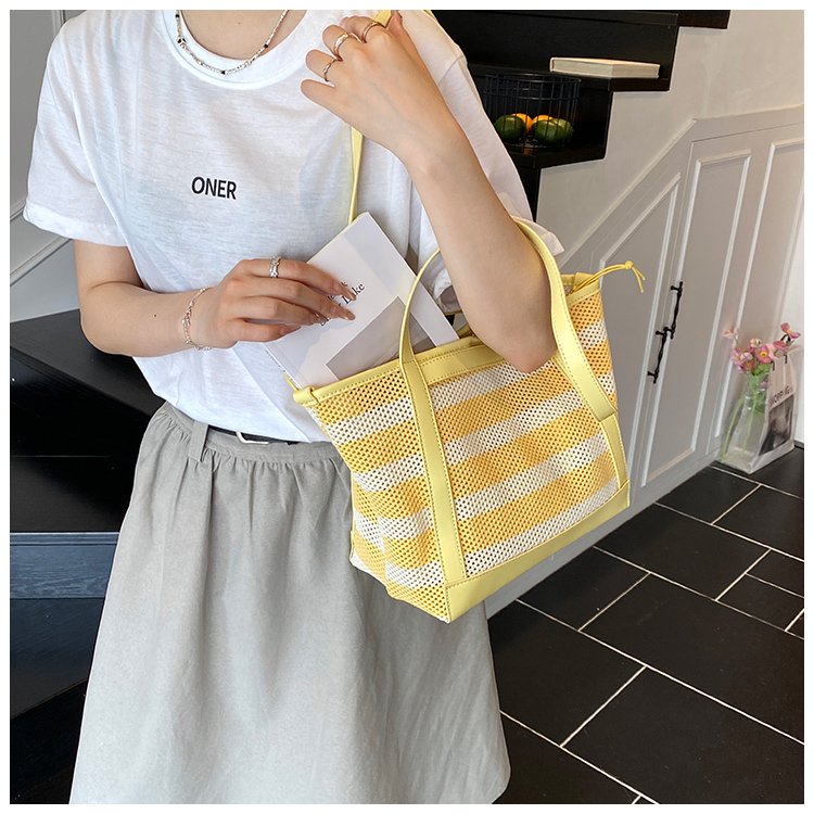 Women's PU Leather Striped Tote Bag detail 31
