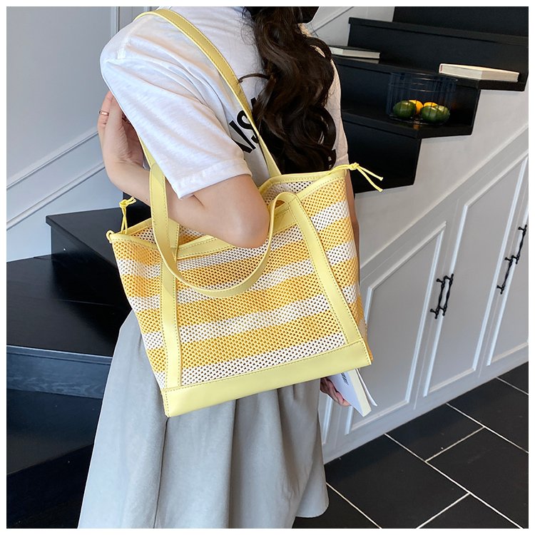 Women's PU Leather Striped Tote Bag detail 32