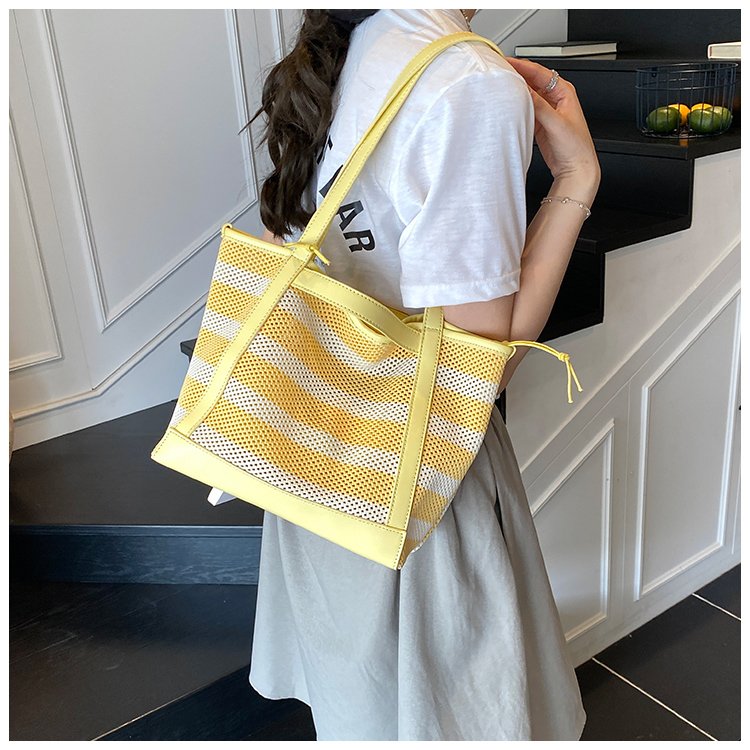 Women's PU Leather Striped Tote Bag detail 34