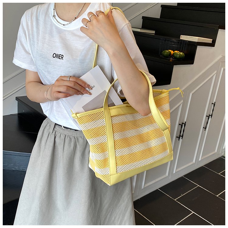 Women's PU Leather Striped Tote Bag detail 35