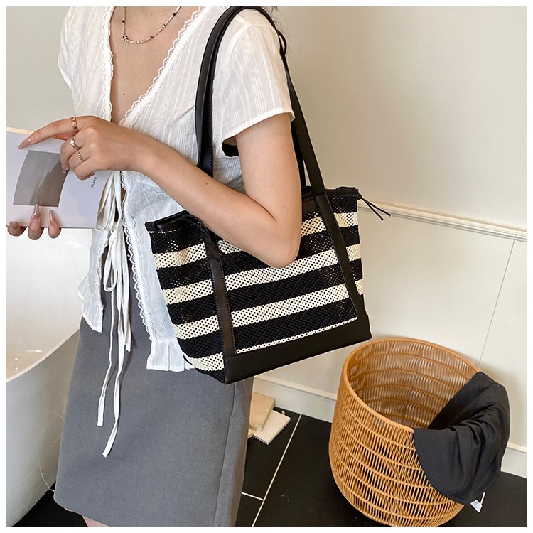 Women's PU Leather Striped Tote Bag detail 39