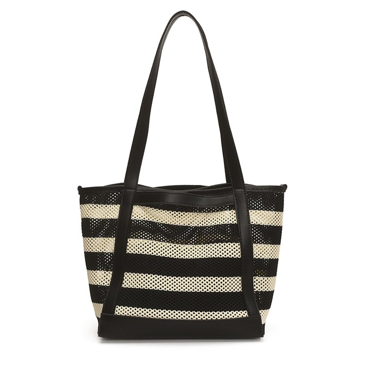 Women's PU Leather Striped Tote Bag view 3