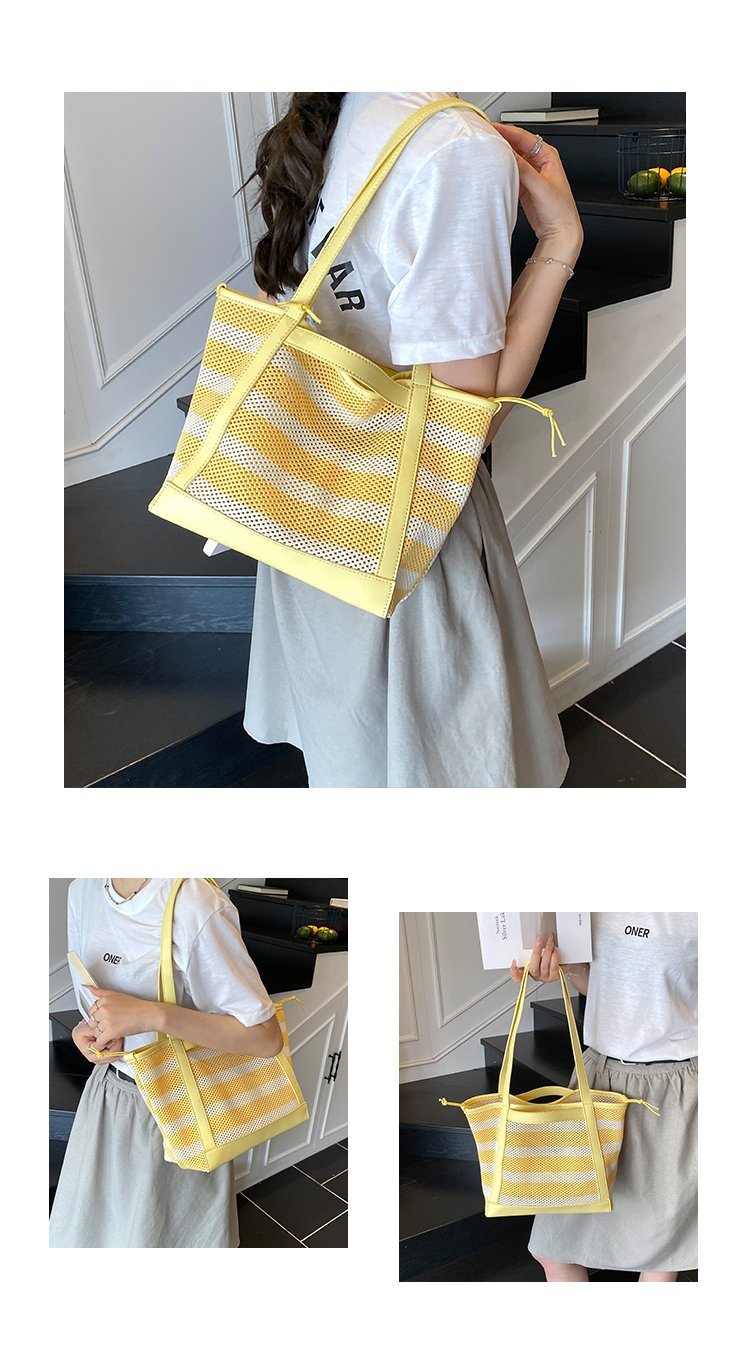 Women's PU Leather Striped Tote Bag detail 6