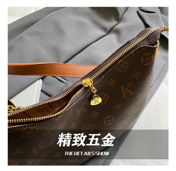 Women's PU Leather Stud Trim Crescent Shoulder Bag detail 10