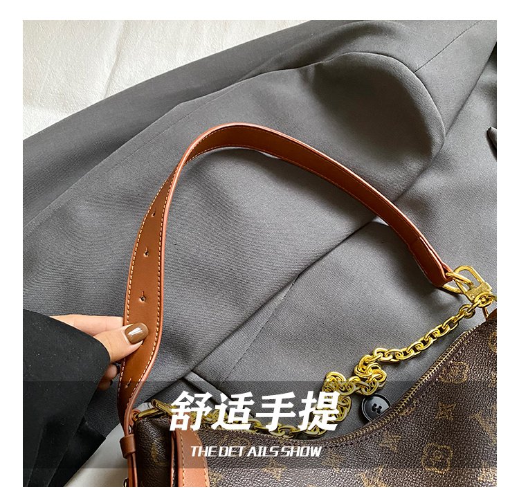 Women's PU Leather Stud Trim Crescent Shoulder Bag detail 12