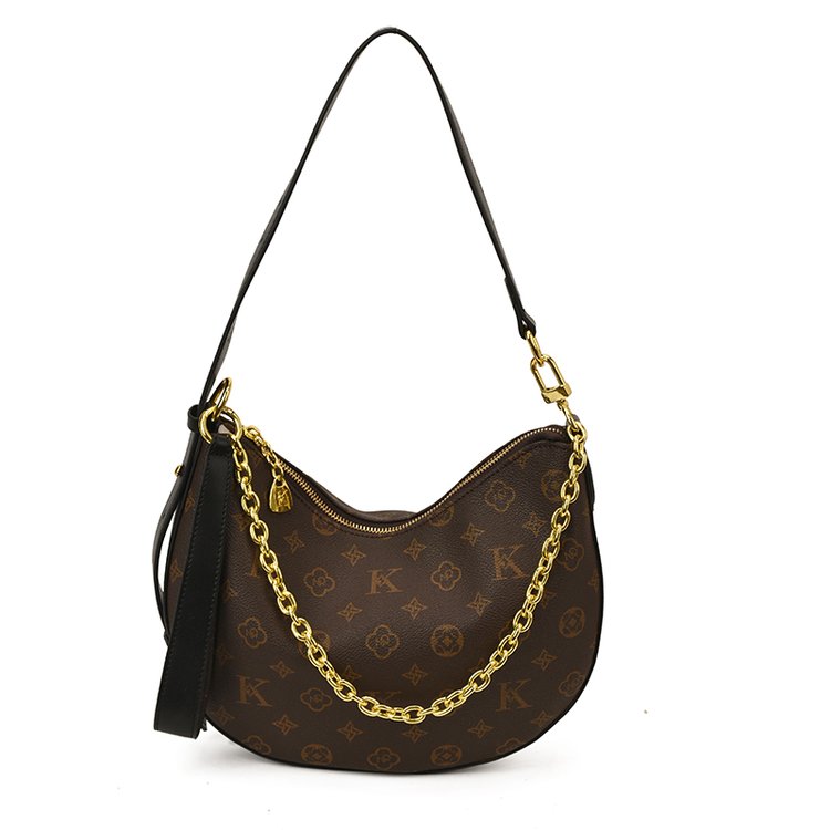 Women's PU Leather Stud Trim Crescent Shoulder Bag view 3