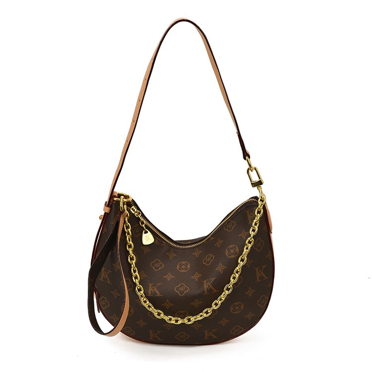 Women's PU Leather Stud Trim Crescent Shoulder Bag view 4