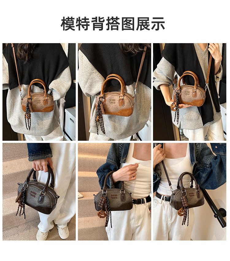 Women's PU Leather Textured Barrel Bag detail 2