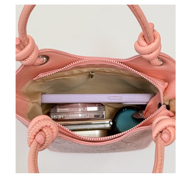 Women's PU Leather Textured Mini Bucket Bag detail 12