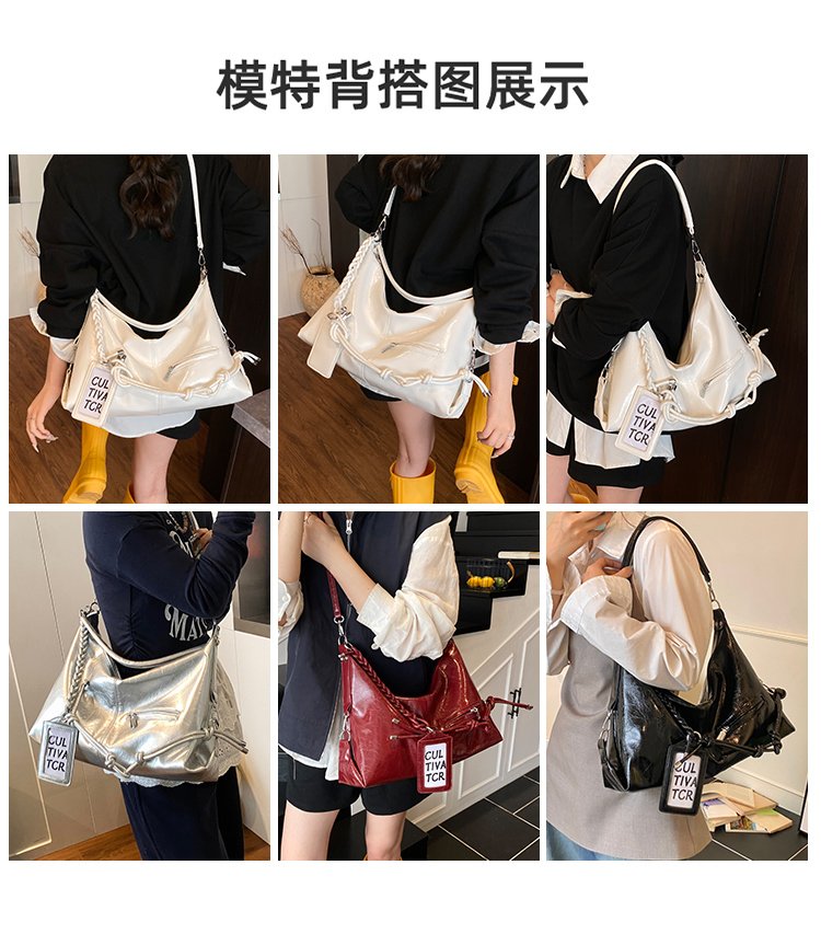 Women's PU Leather Textured Slouch Shoulder Bag detail 6