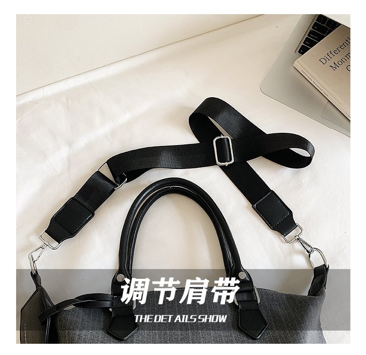 Unisex PU Leather & Cloth Two Tone Top Handle Crossbody Bag detail 9