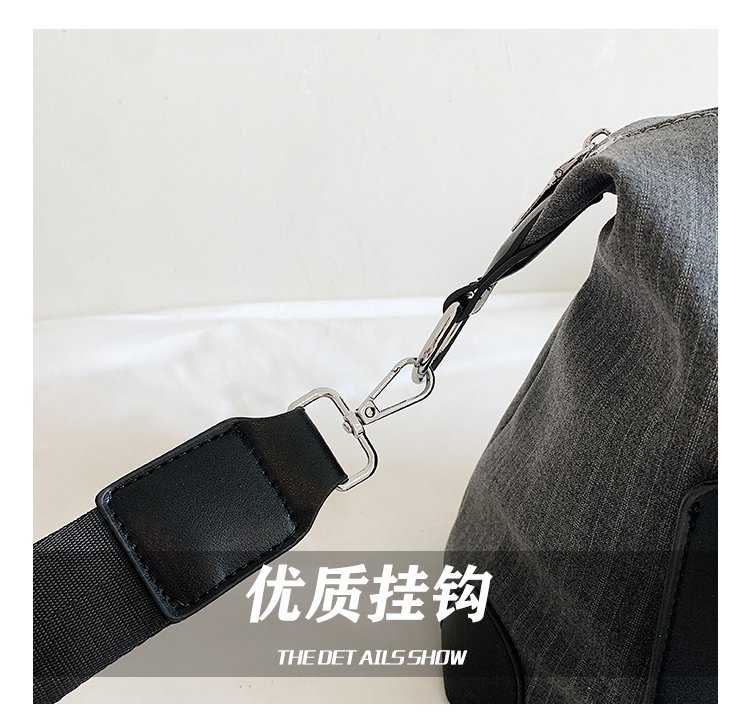 Unisex PU Leather & Cloth Two Tone Top Handle Crossbody Bag detail 10