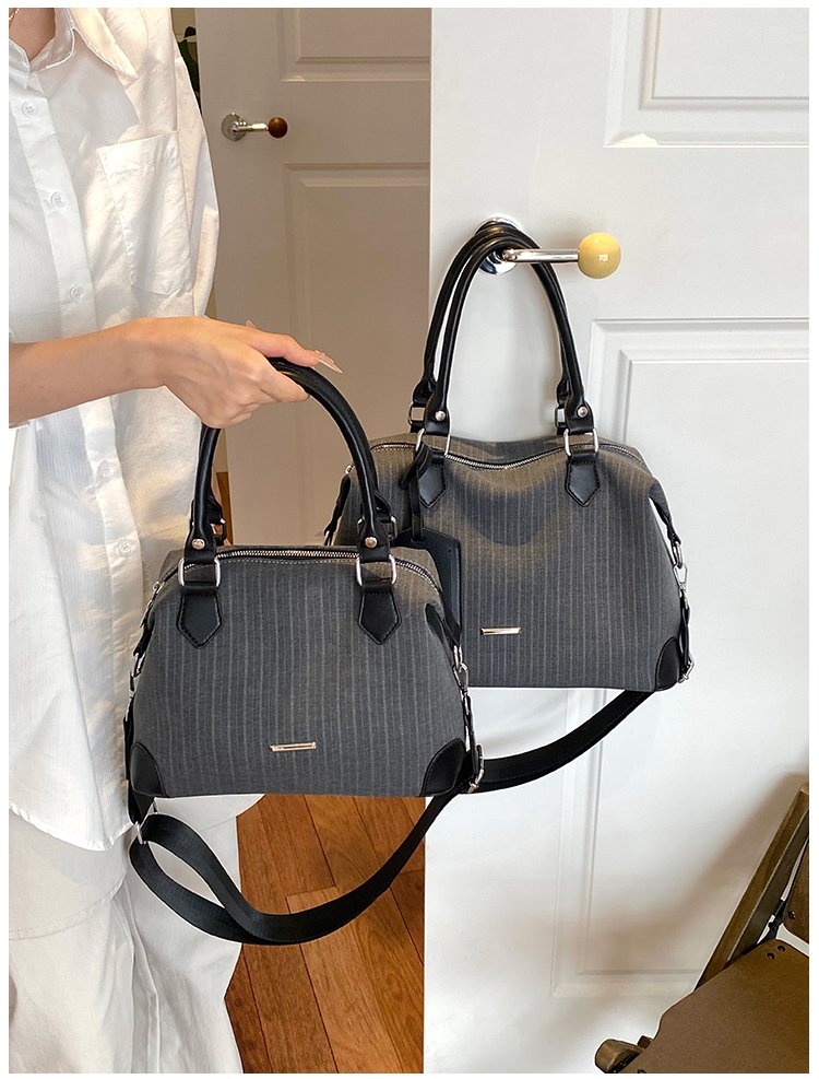 Unisex PU Leather & Cloth Two Tone Top Handle Crossbody Bag detail 11