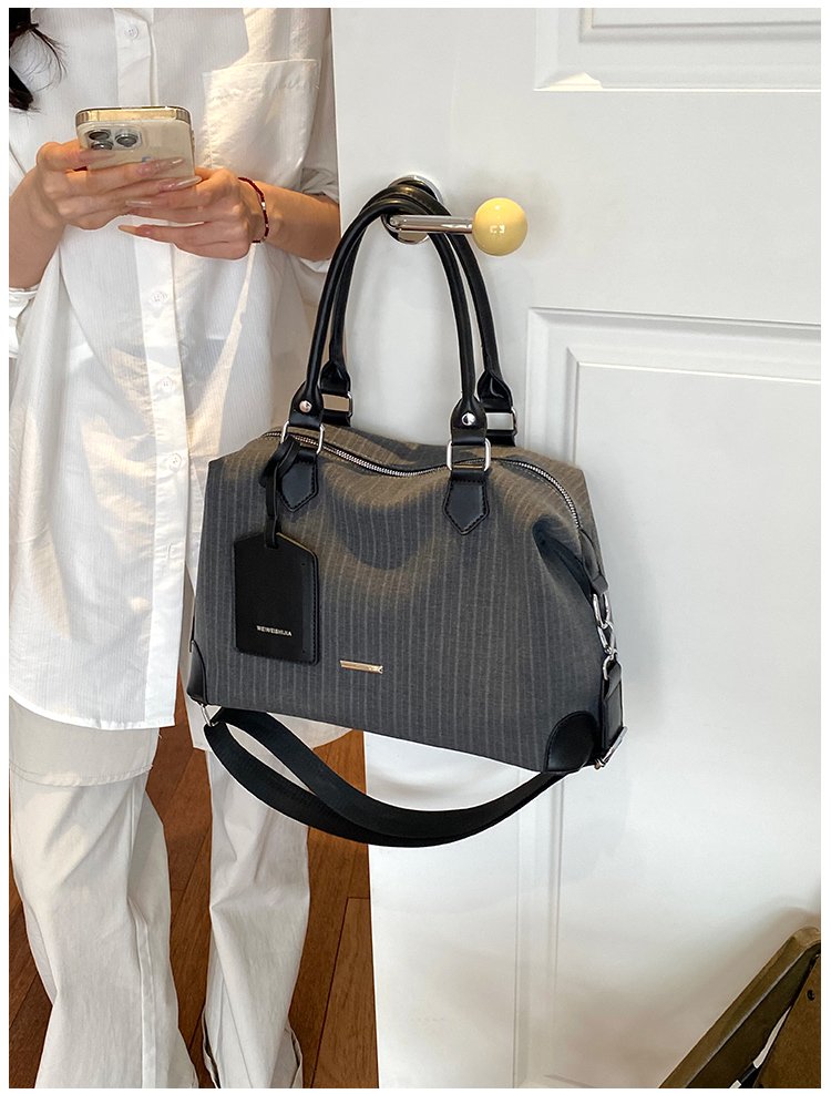 Unisex PU Leather & Cloth Two Tone Top Handle Crossbody Bag detail 13