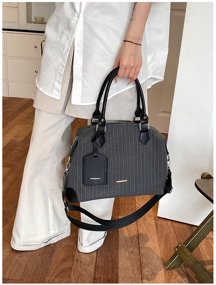 Unisex PU Leather & Cloth Two Tone Top Handle Crossbody Bag detail 16