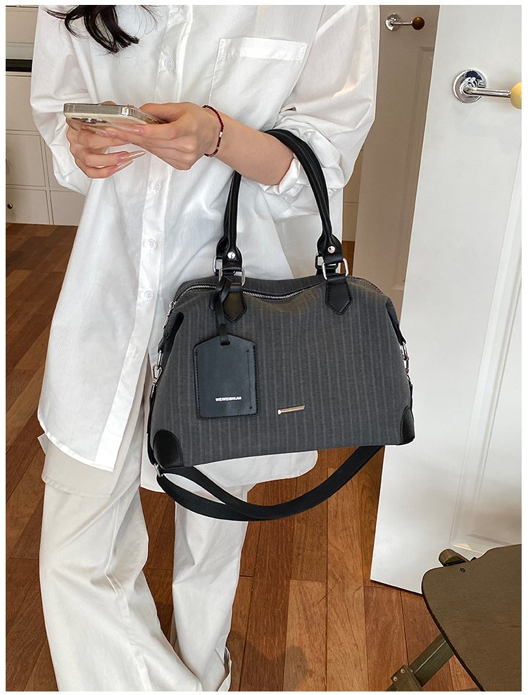 Unisex PU Leather & Cloth Two Tone Top Handle Crossbody Bag detail 17