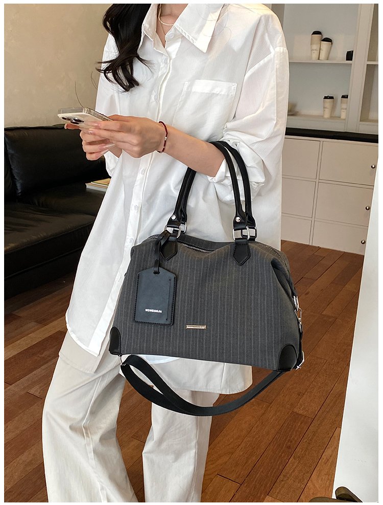 Unisex PU Leather & Cloth Two Tone Top Handle Crossbody Bag detail 18