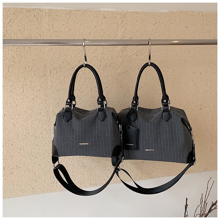 Unisex PU Leather & Cloth Two Tone Top Handle Crossbody Bag detail 1