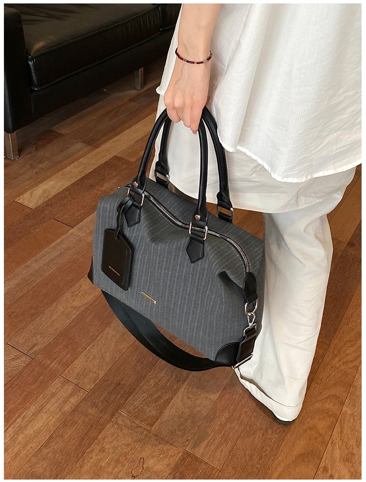 Unisex PU Leather & Cloth Two Tone Top Handle Crossbody Bag detail 19